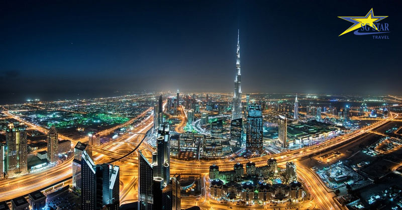 Toàn cảnh Dubai về đêm  – Tour Dubai 5 Ngày 4 Đêm