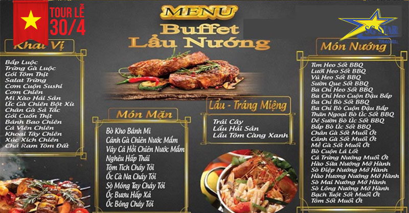 Thưởng thức tiệc Buffet với menu phong phú